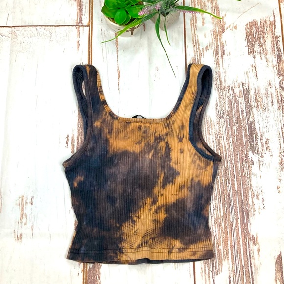 SHEIN Crop Top Ribbed Distressed Black Bleached Sz XS - Picture 5 of 9